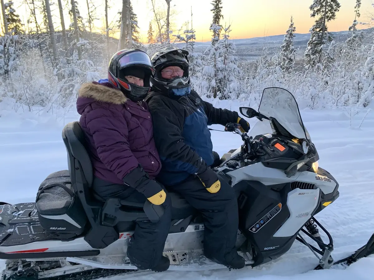 Deep wilderness snowmobile ride