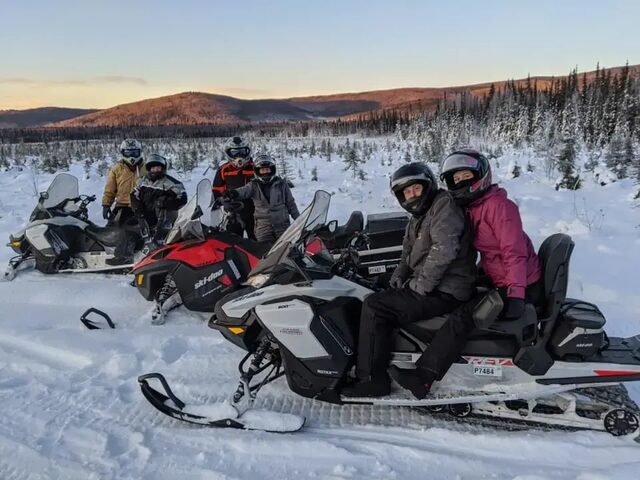Snowmobile in powder